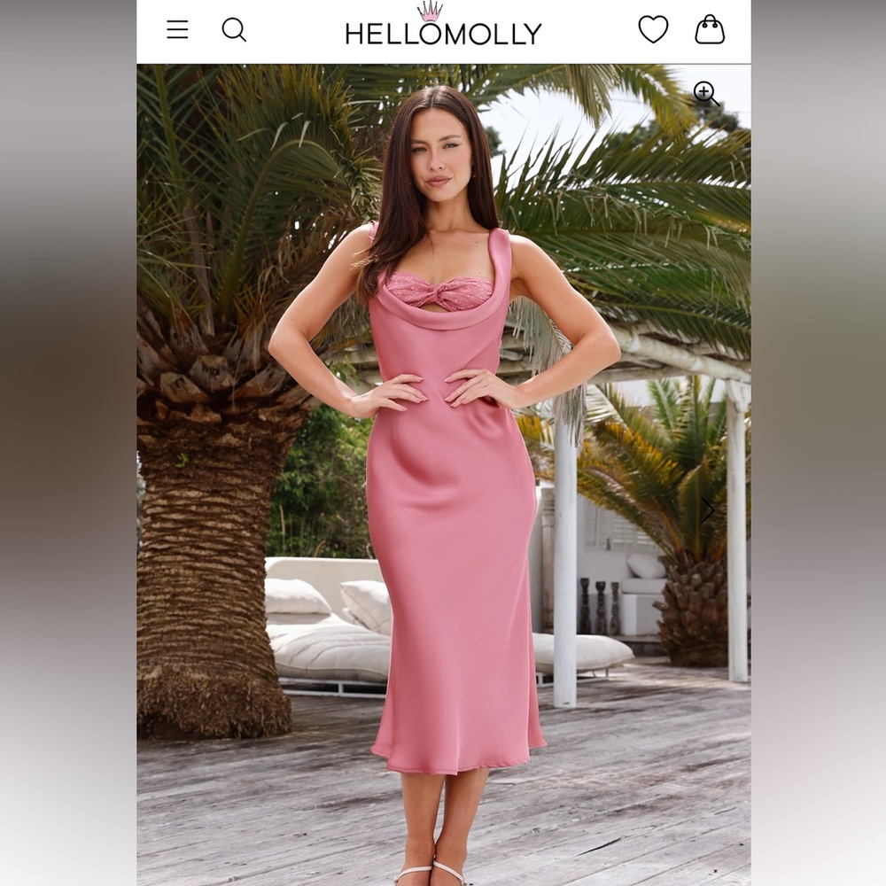 Hello Molly Pink Midi Dress - Flirtation Station Satin Midi Dress Plum